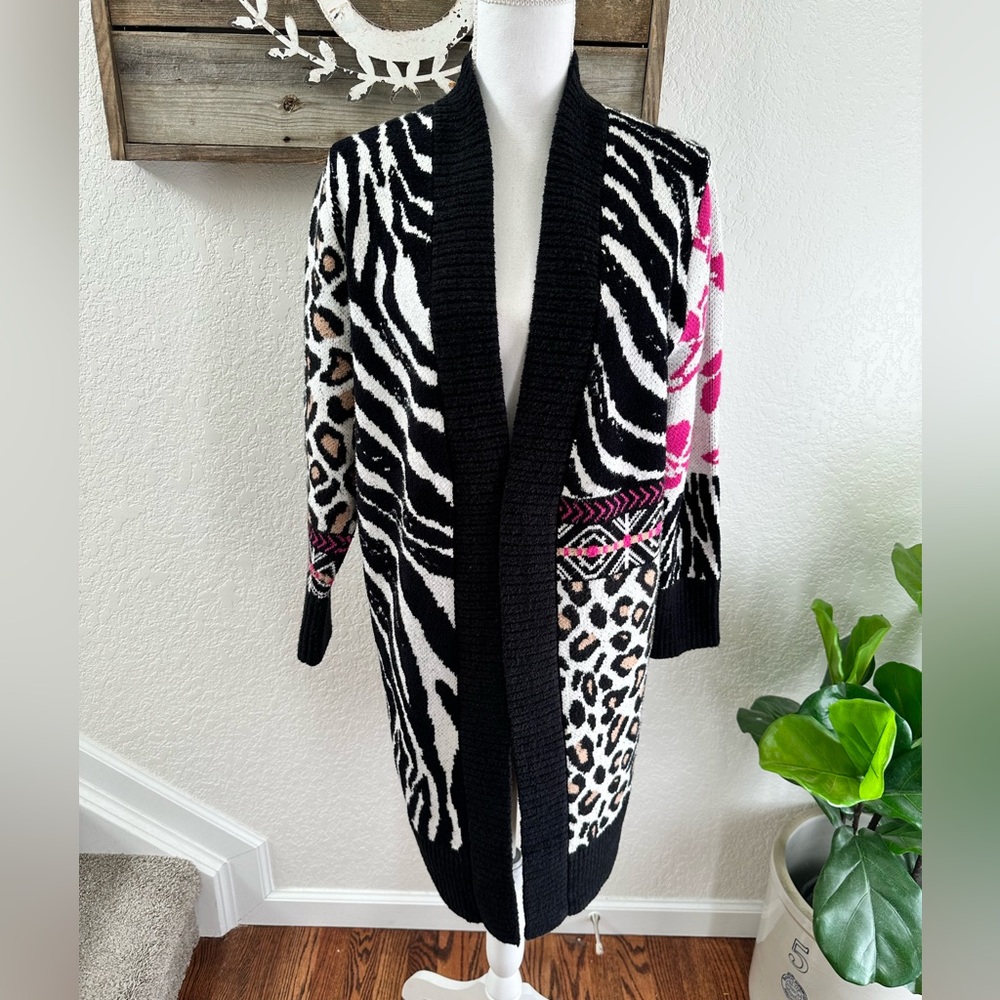 Anthropologie Maeve Makaya‎ animal print duster sweater cardigan size Small